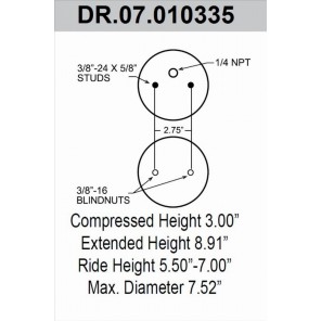 Airspring, double convoluted (224C) Ride-height 6,00-7,00
